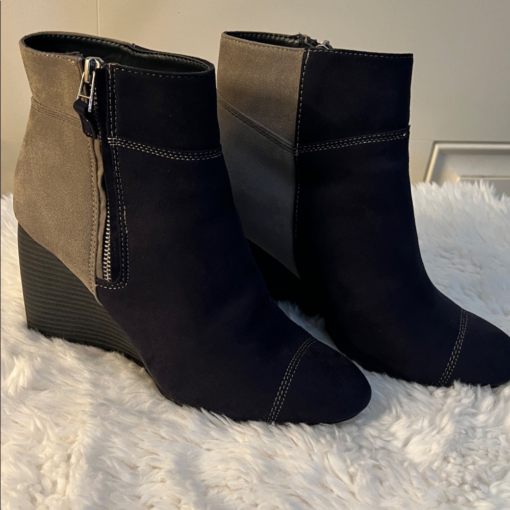 Charming Charlie Black and Gray Ankle Booties